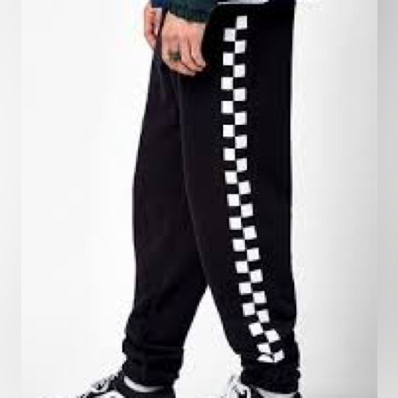 MENS Black vans checker side sweatpants - Picture 3 of 4